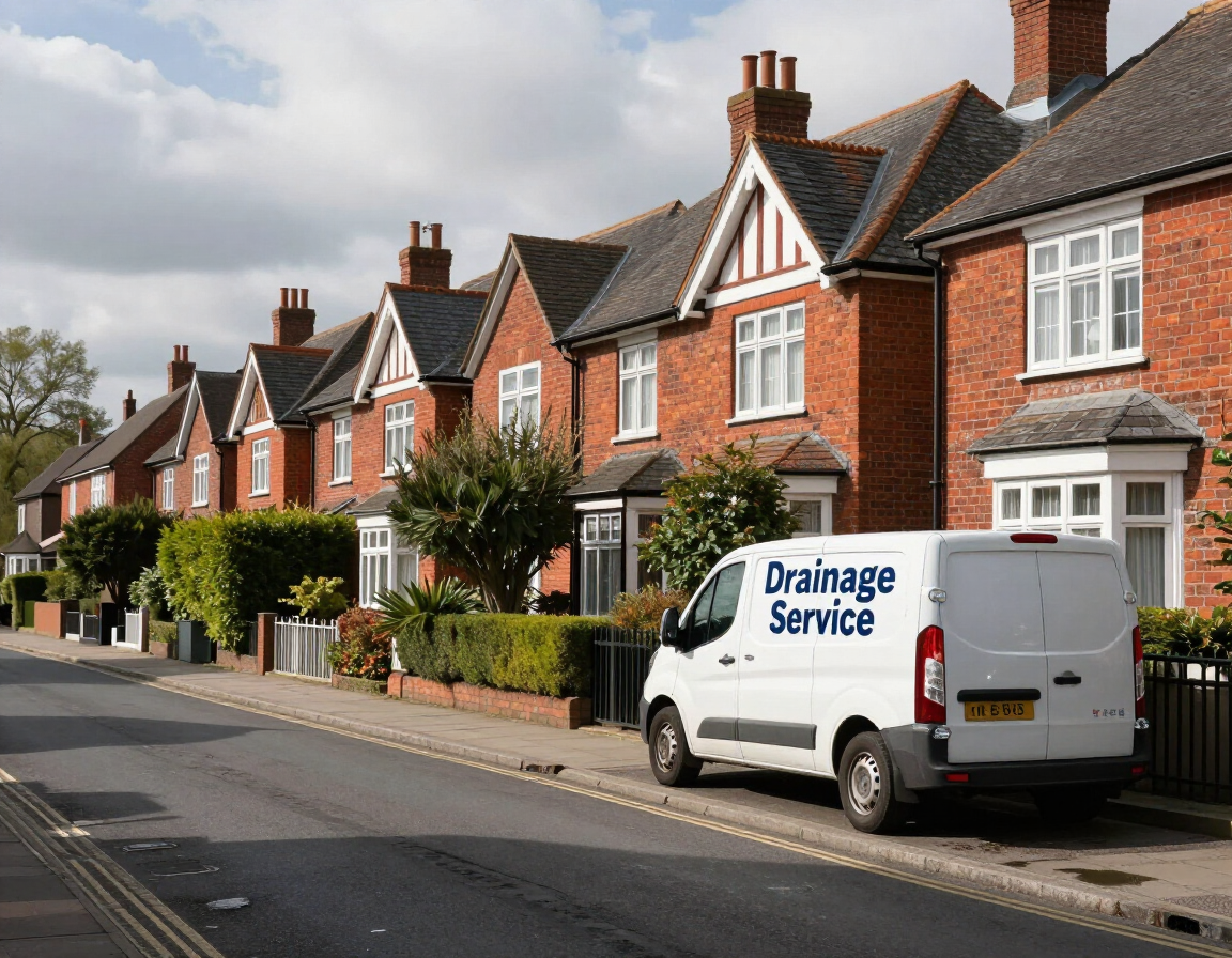 Drainage van on a Crowborough residential street