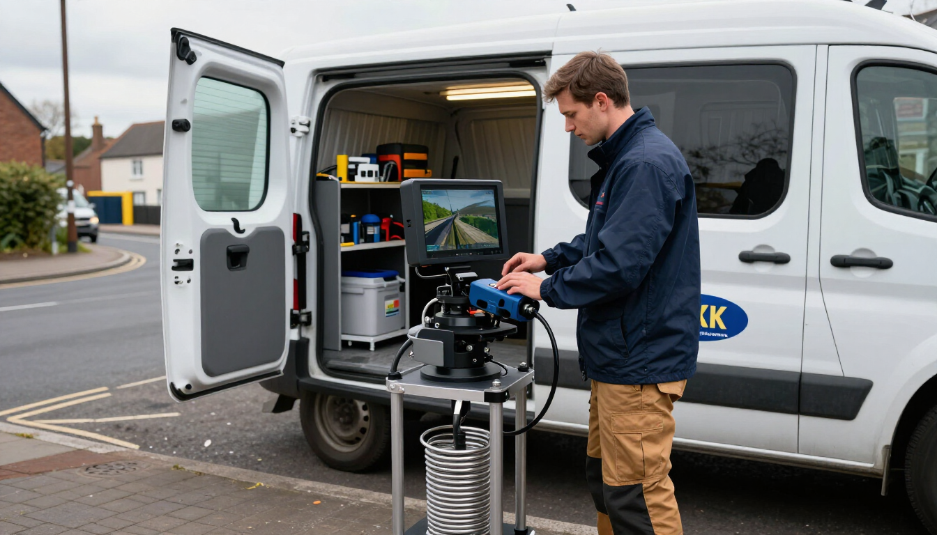 Engineer carrying out a CCTV drain survey