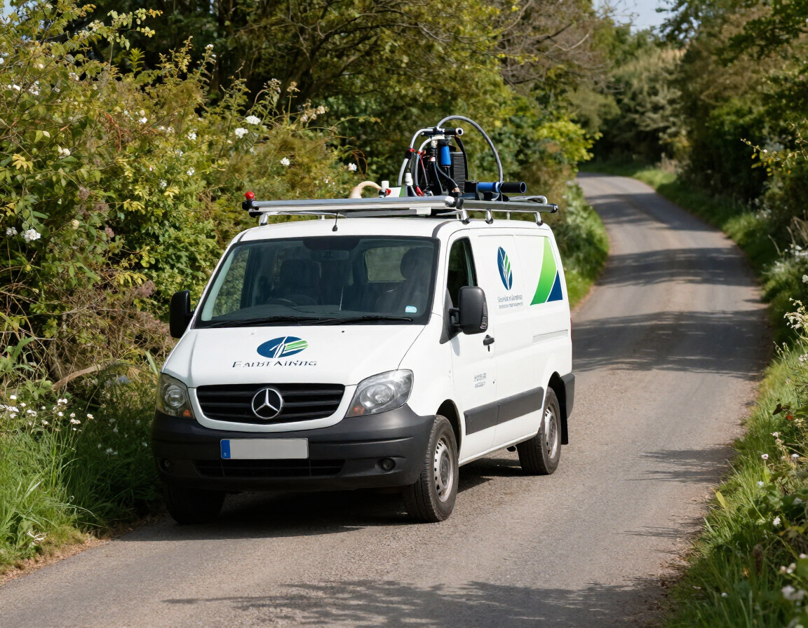 Drainage vehicle in a rural East Sussex lane