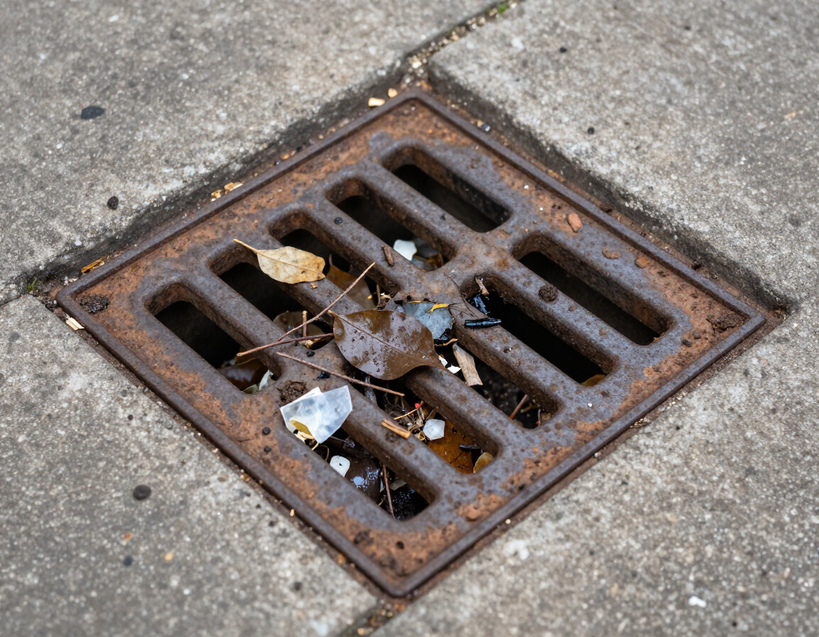 Blocked outdoor gully