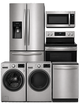 Stainless steel refrigerator, oven, microwave, dishwasher, washer and dryer set