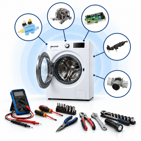 Washer diagnostic tools and replacement parts