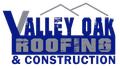 Valley Oak Roofing & Construction logo in blue and gray with stylized roofline