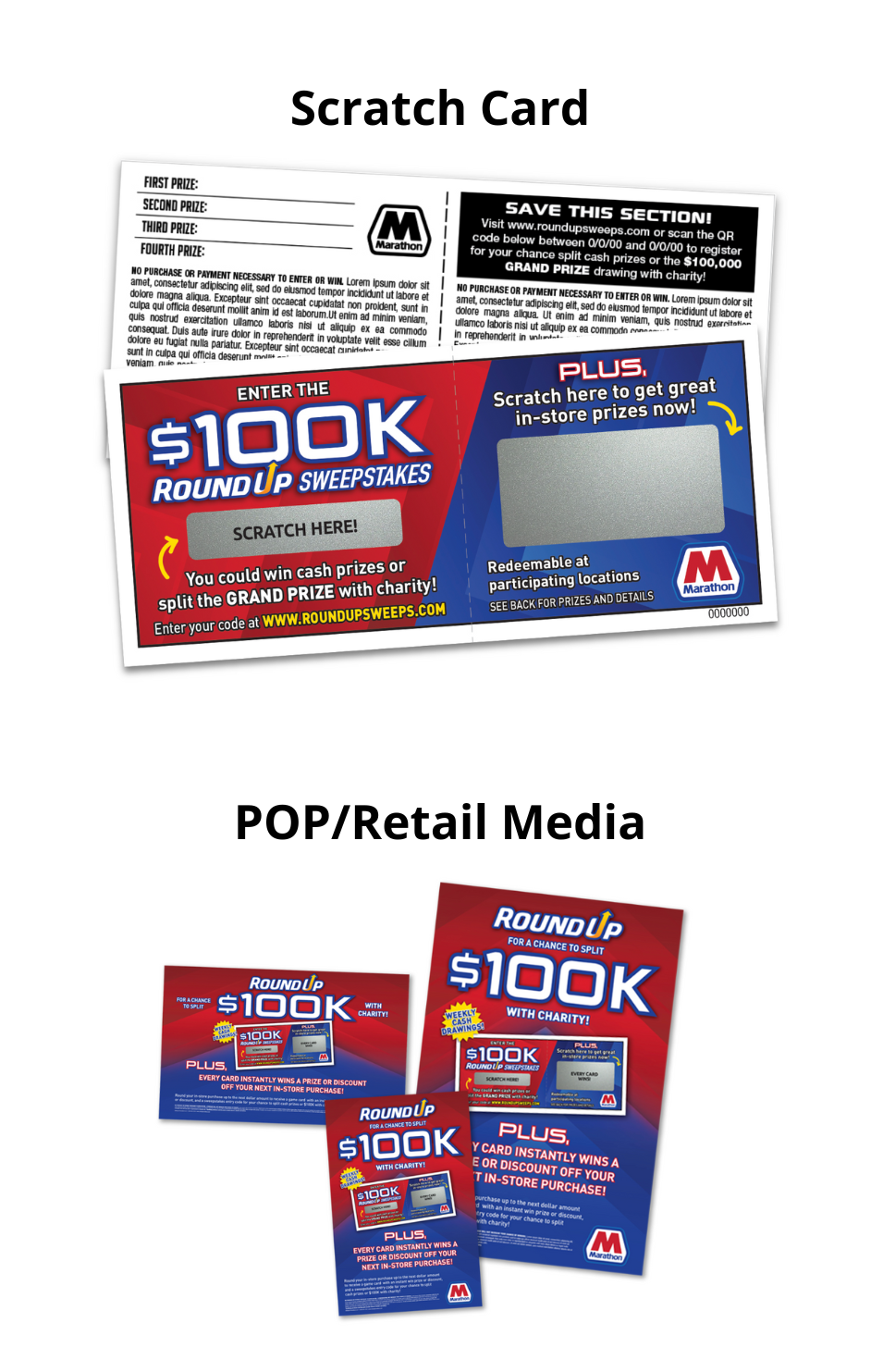 A picture of a scratch card and pop / retail media