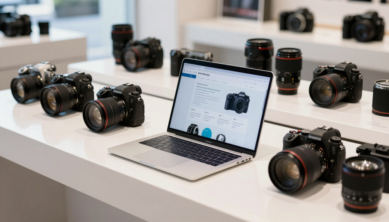 Camera store website sales tool with online product guidance