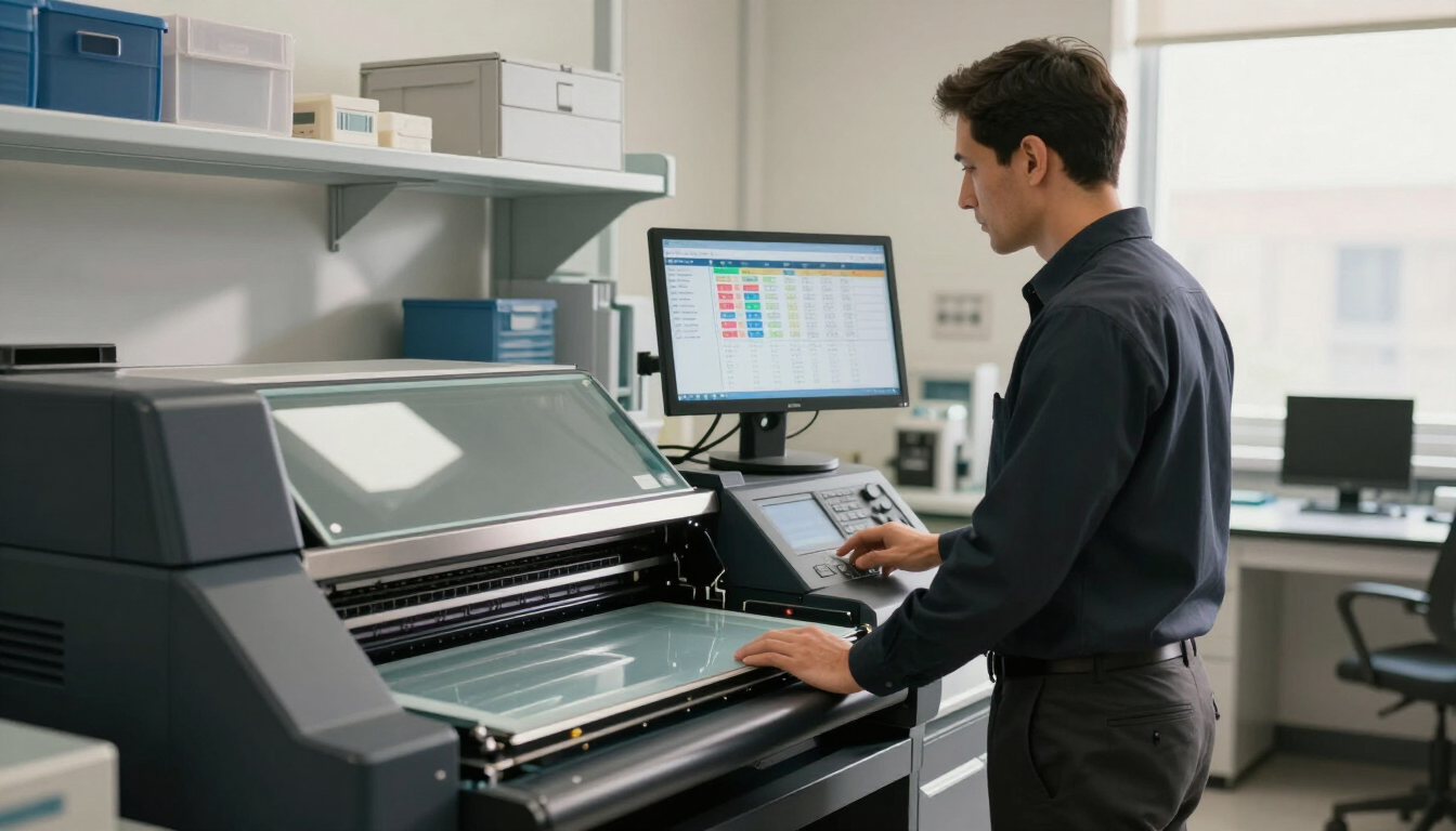 Automated photo lab order routing displayed on production monitors