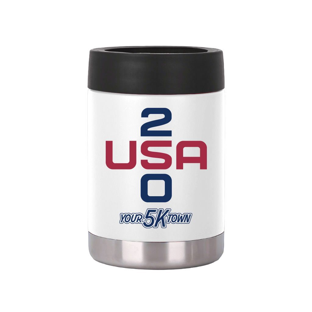 Whtie USA 250 12oz Stainless Steel Insulated Can Cooler on a white background
