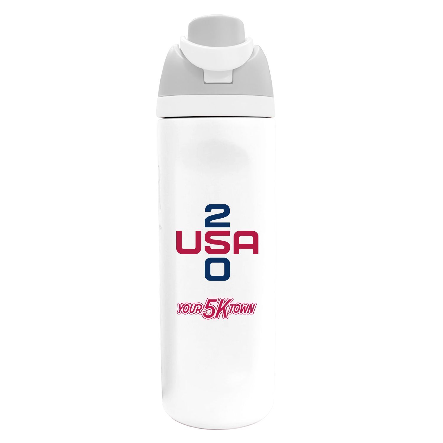 White 24oz Lock-top Stainless Steel Water Bottle