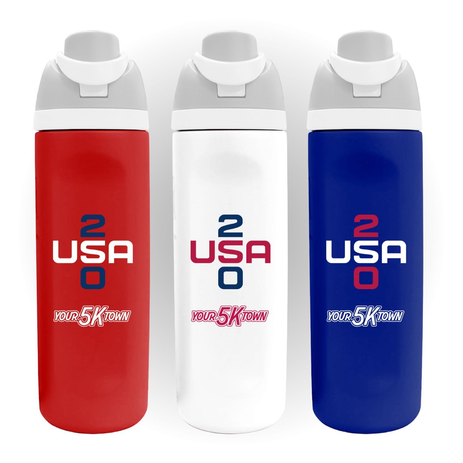 Red, White, and Blue 24oz Lock-top Stainless Steel Water Bottles