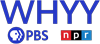 WHYY PBS NPR logos in blue, white, and red.