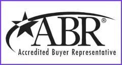A black and white logo for abr accredited buyer representative