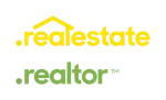 A yellow and green logo for real estate and realtor