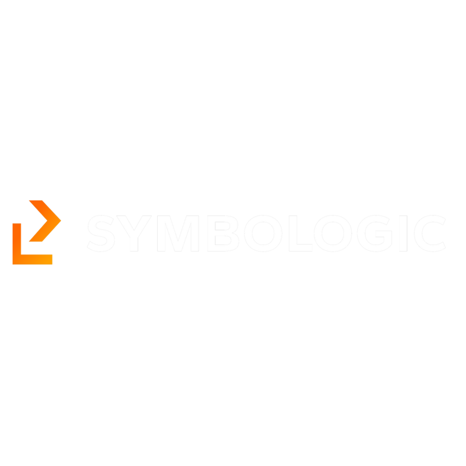 Fundo branco com um pequeno logotipo geométrico laranja e a inscrição