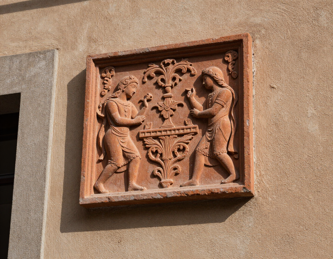 Dettaglio bassorilievo in terracotta