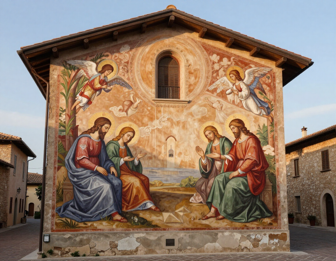 Affresco murale su edificio ecclesiastico