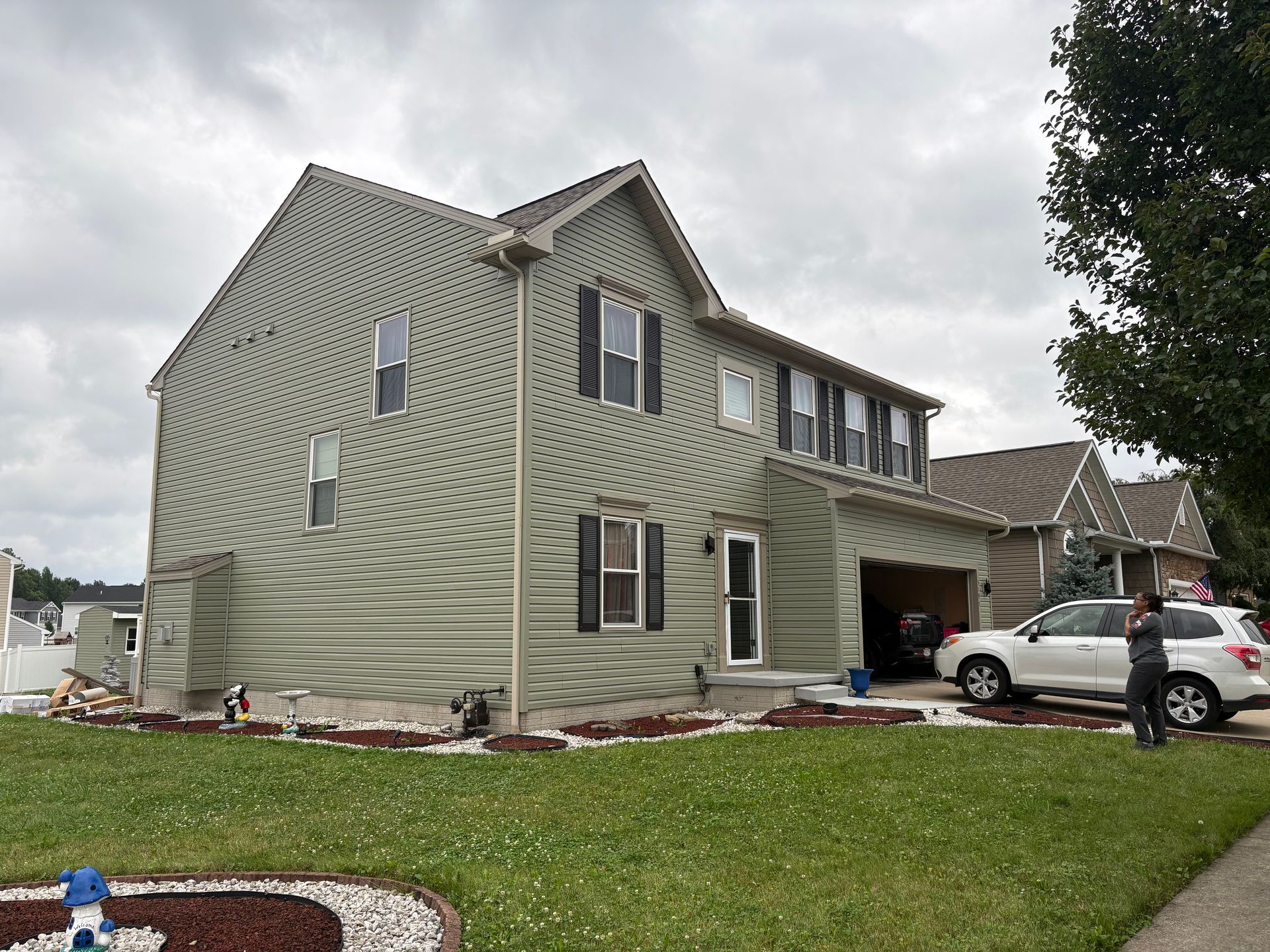 Completed Polaris WeatherTech siding in Meadow on a two-story home in Norton, Ohio.