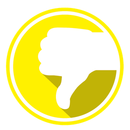 A hand is giving a thumbs down sign in a yellow circle.