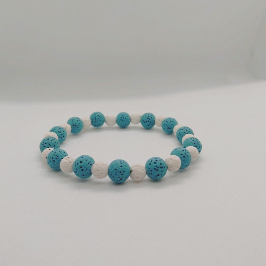 Aromatherapie armband van lavasteen in blauw en wit