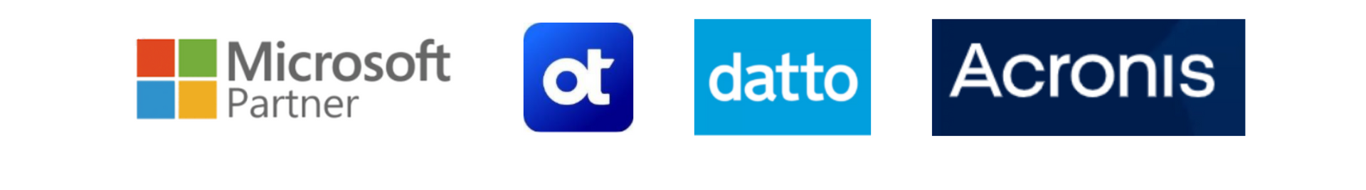 Microsoft Partner logo beside Acronis, Datto, and AT logos on a white background