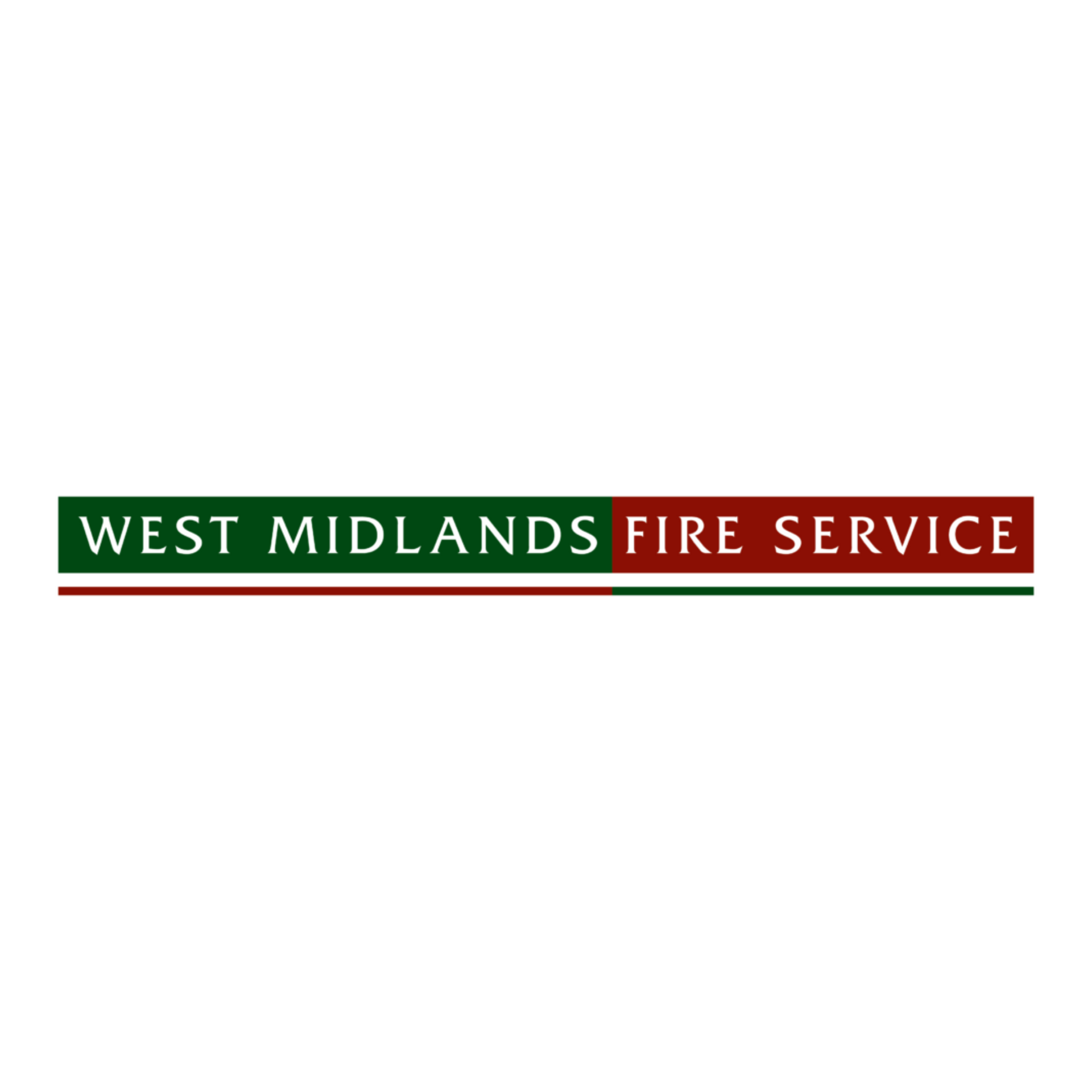 West Midlands Fire Service logo in green and red text with a red underline