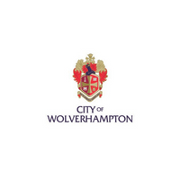City of Wolverhampton crest and text logo in red and gold on white background