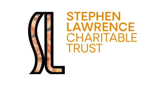 Stephen Lawrence Charitable Trust logo with orange text and a black-and-orange stylized “SL” emblem
