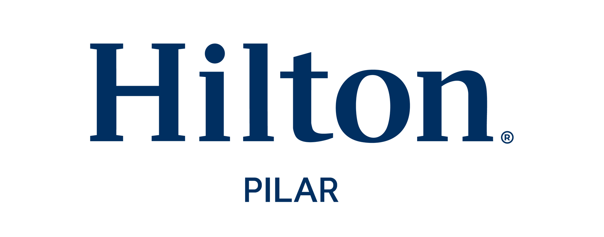 Logotipo de Hilton PILAR en azul marino sobre fondo blanco.