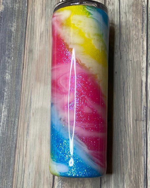 LGBTQIA+ Pride Epoxy 20 oz Tumbler - Yellow Pink Blue