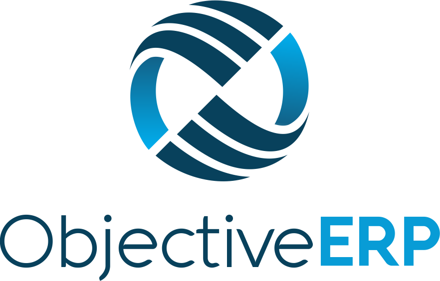 Objective erp logo on a white background