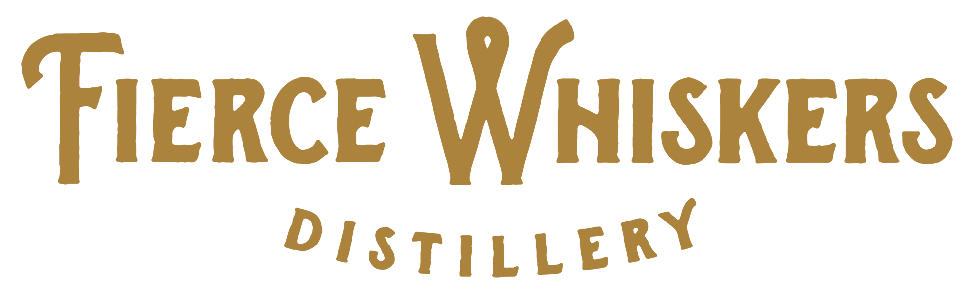 The logo for fierce whiskers distillery is gold on a white background.