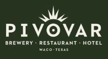 The logo for pivovar brewery restaurant hotel in waco texas.