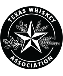 A black and white logo for the texas whiskey association.