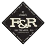 The logo for f & r distilling company is a diamond shaped logo.