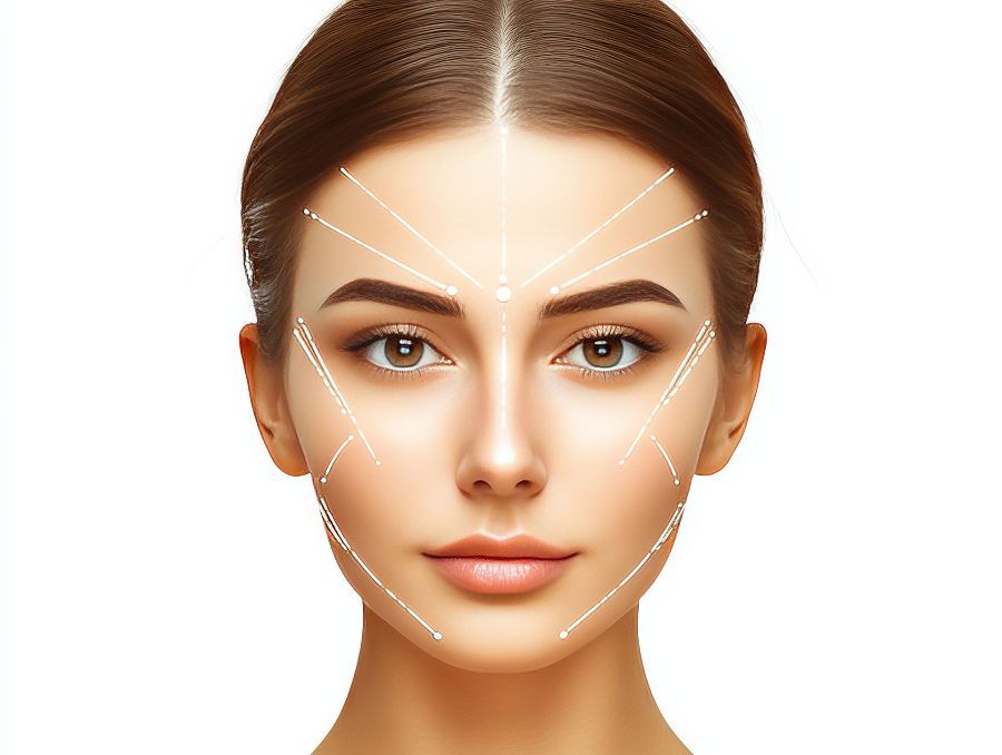 womans face with symmetry lines