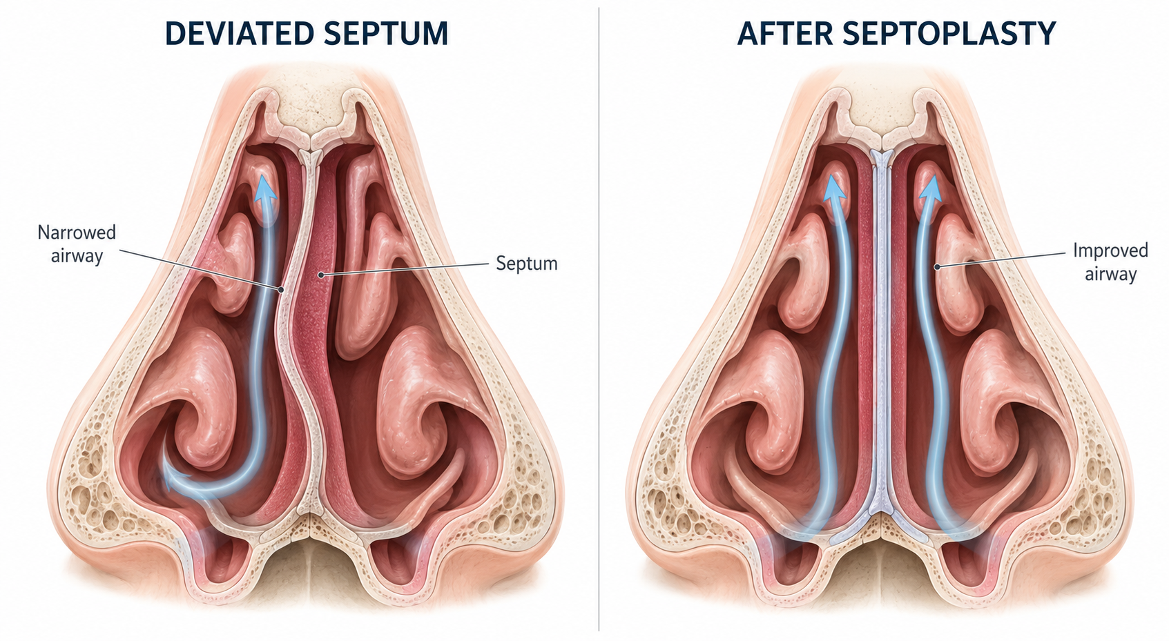 Before and after Septoplasty
