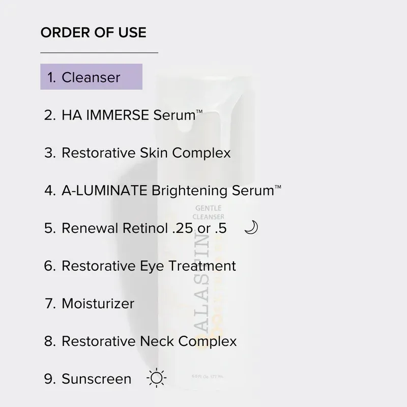 alastin graphic showing the correct order to apply skincare