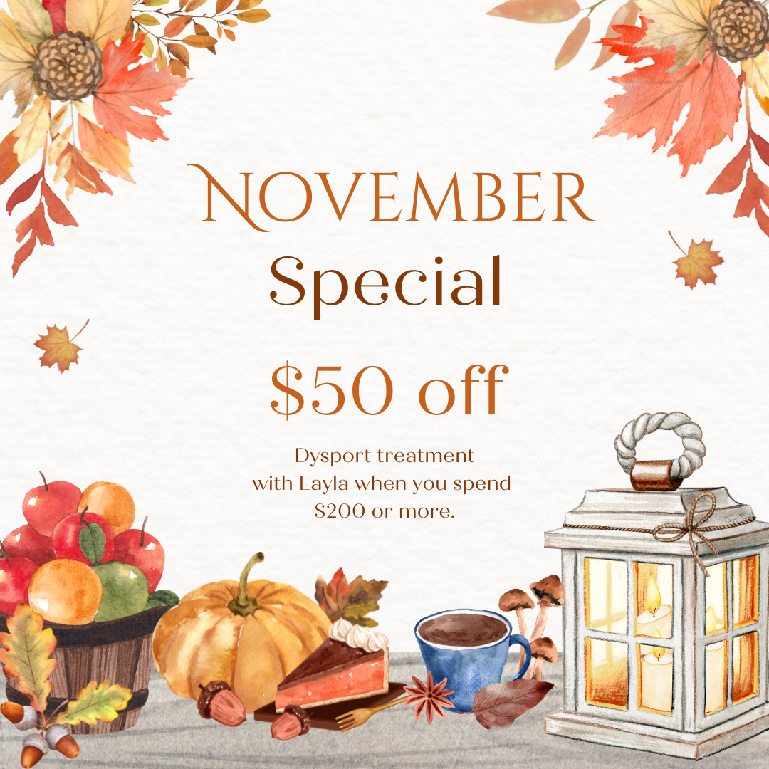 $50 off dysport at visage facial plastic surgery in november