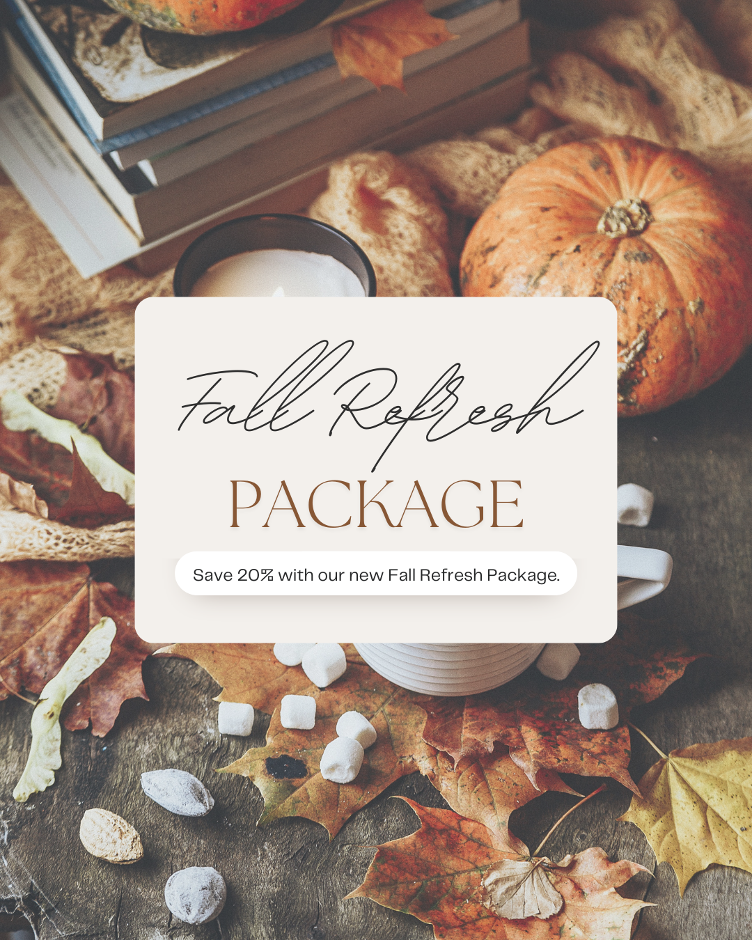 pumpkins and leaves with