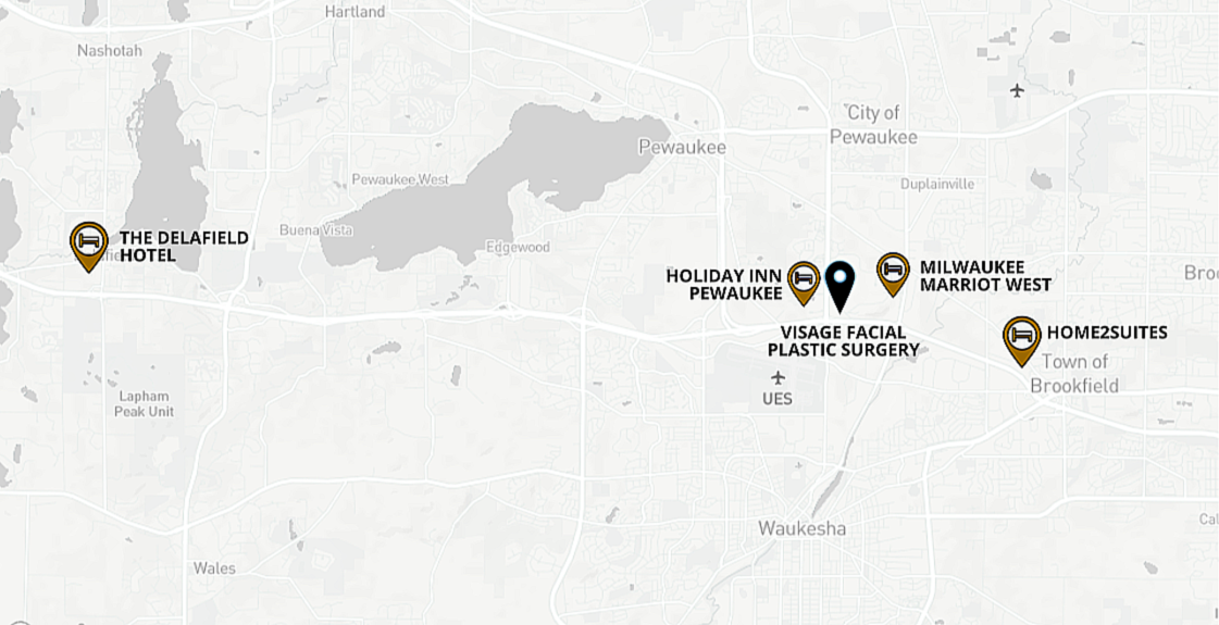 map of hotels near visage facial plastic surgery