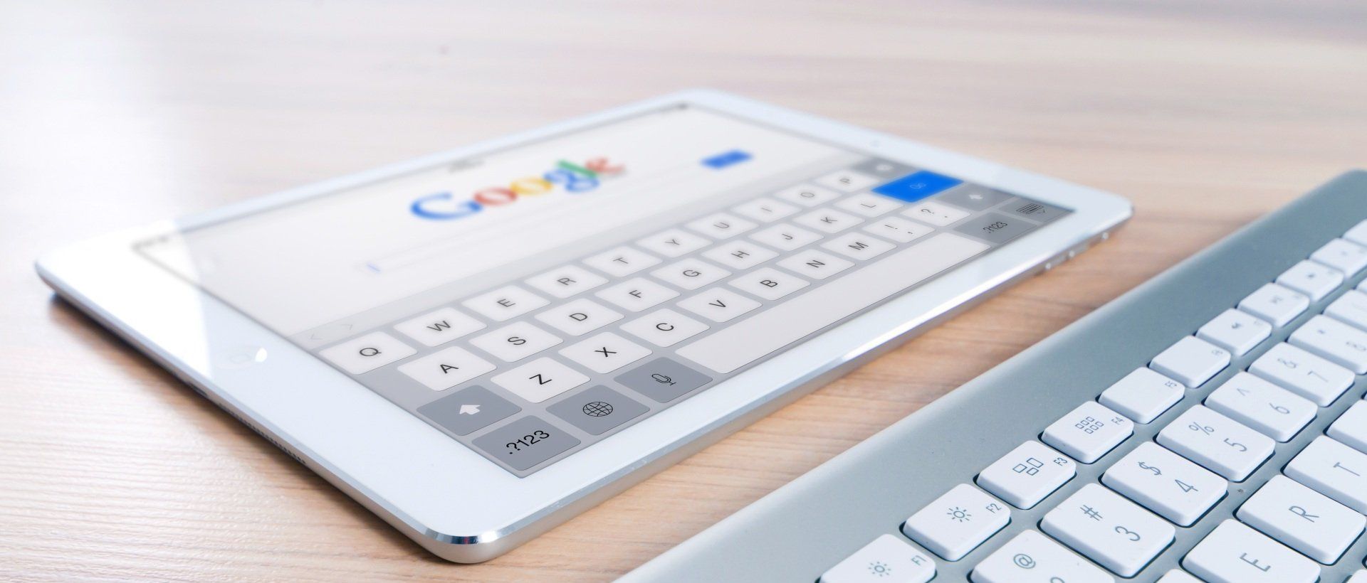 ipad with google home page on it
