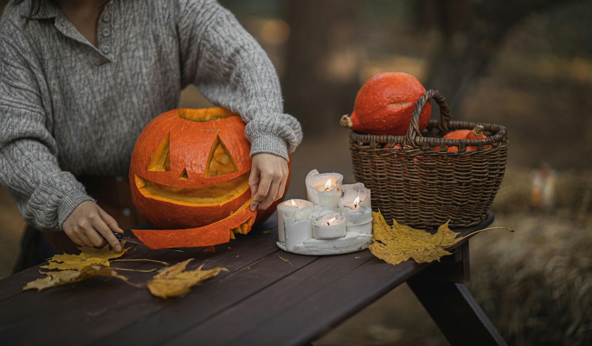 jack o lantern on table