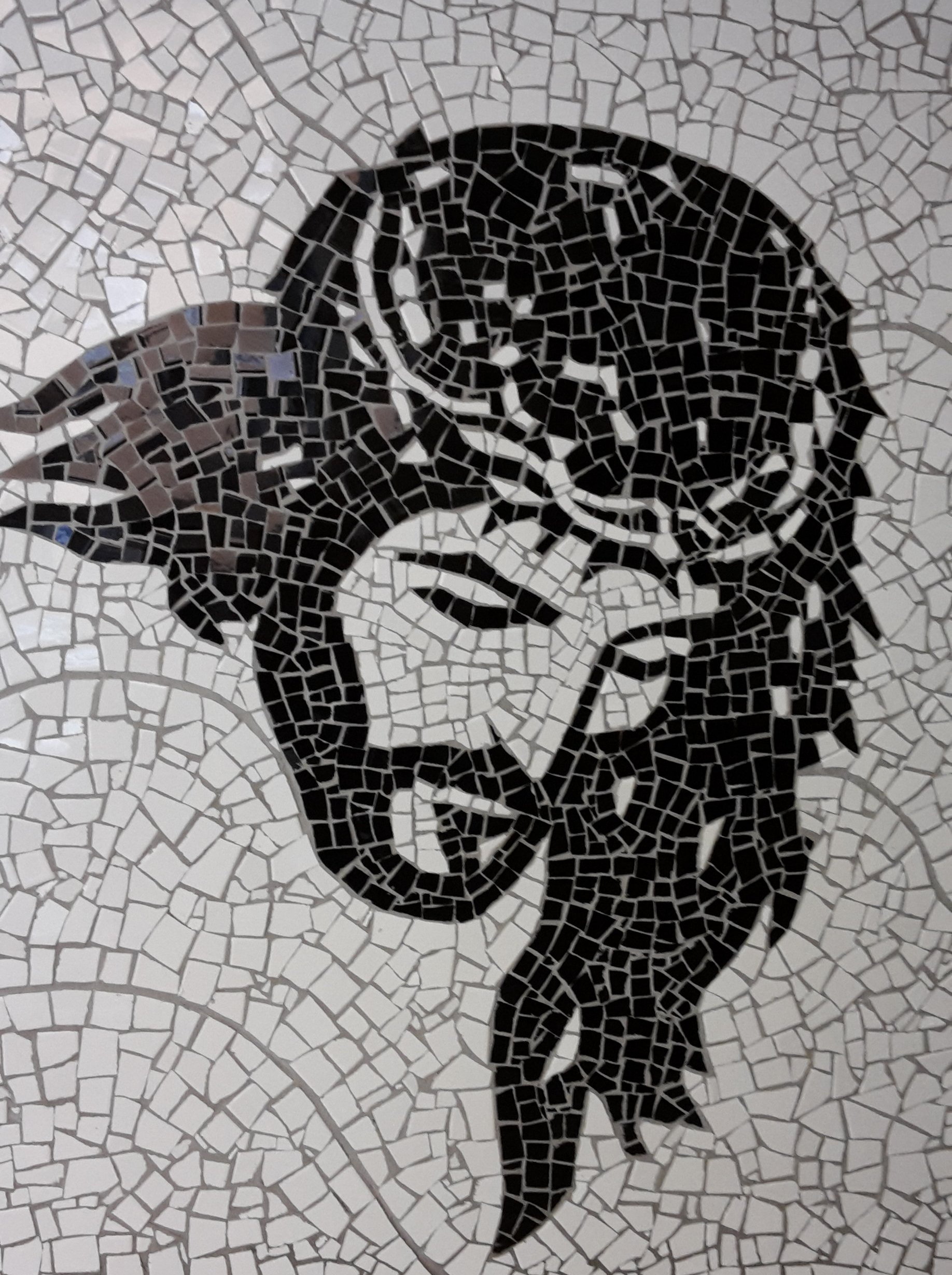 Mosaico in bianco e nero del Cristo