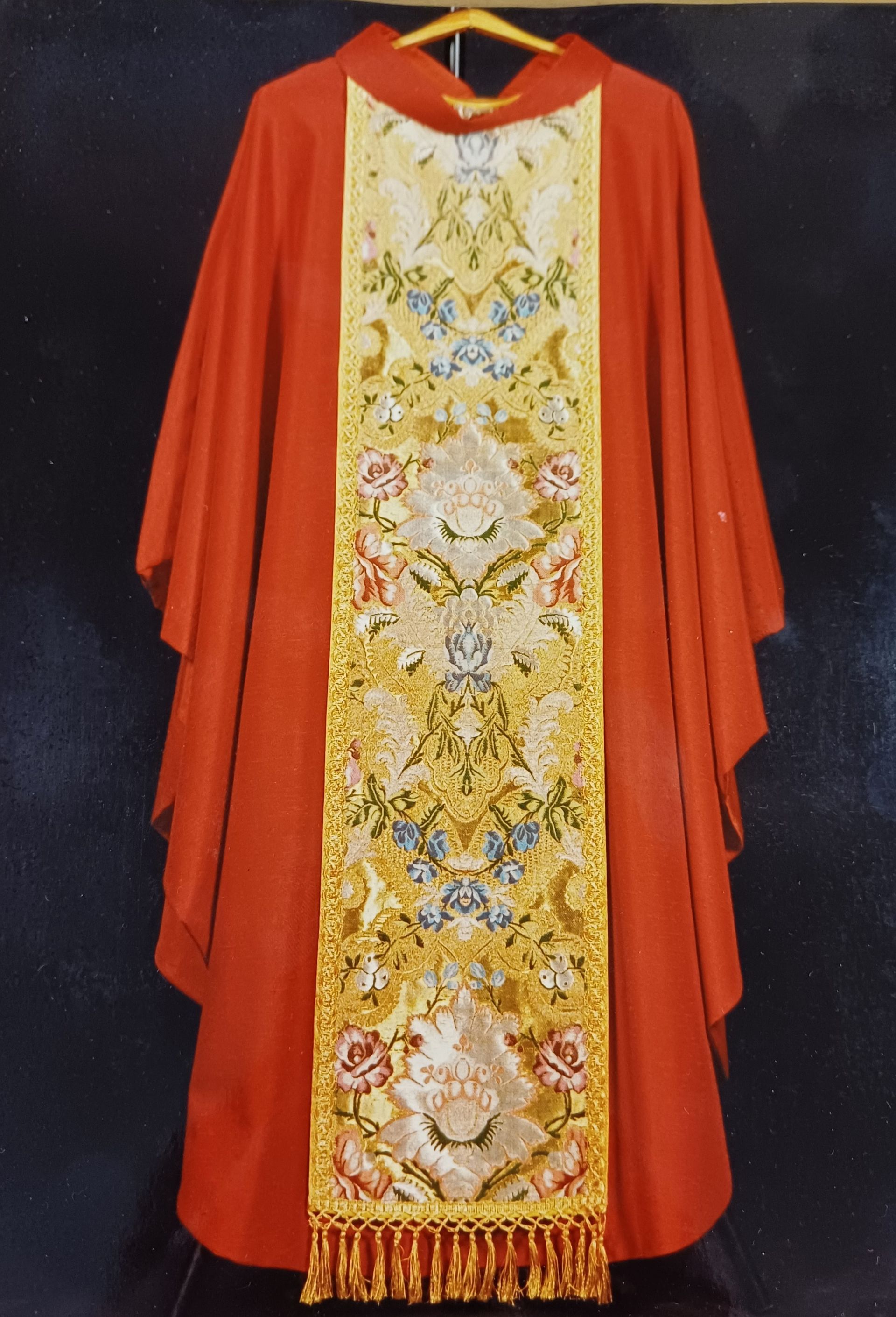 Casula rosso stolone broccato