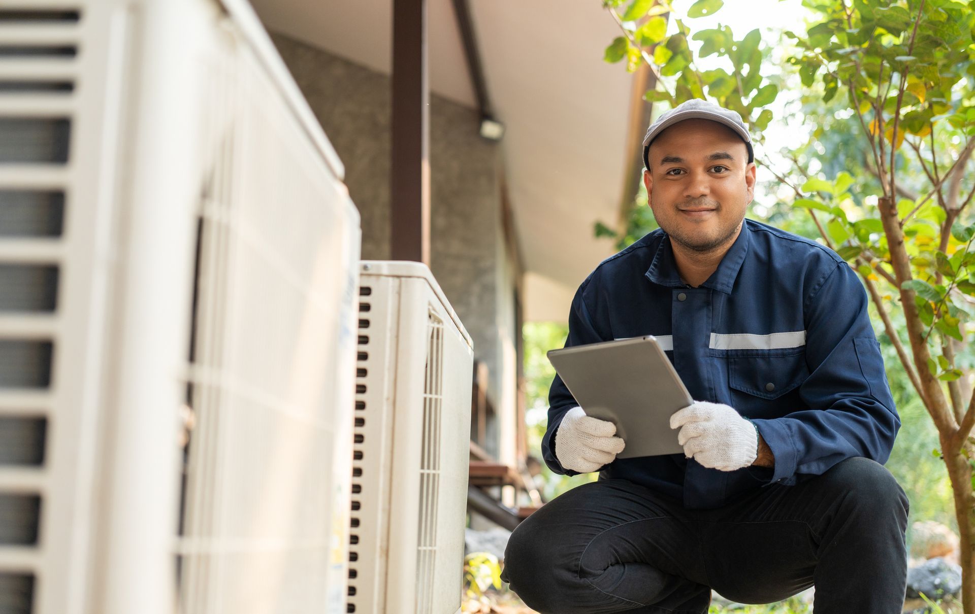 Mr. Air HVAC technician performing a fall furnace tune-up in a Columbus, OH home.