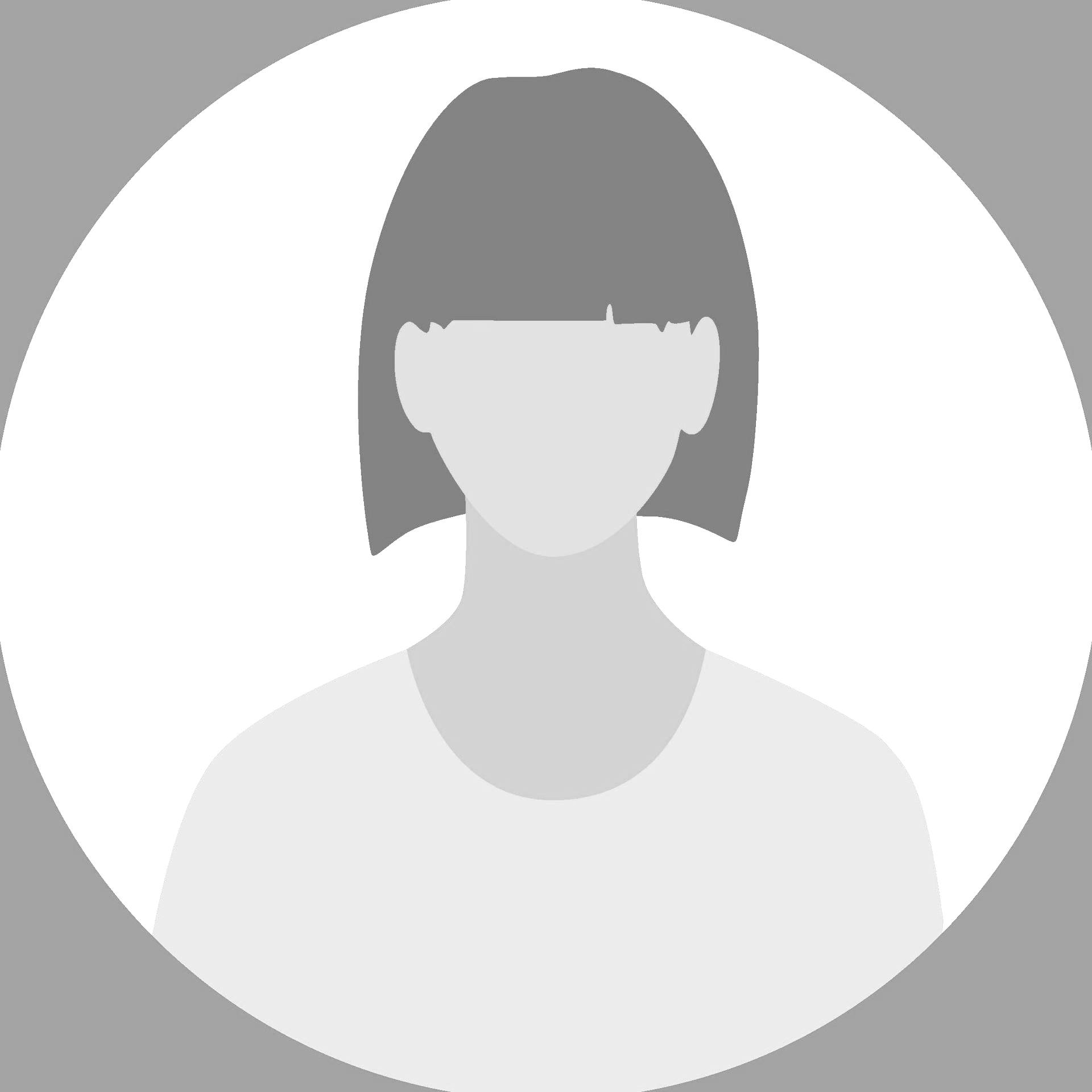 Generic gray profile avatar icon in a circle with a simple female silhouette
