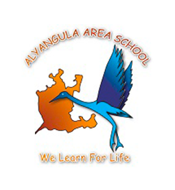 Alvângula Area School logo with blue bird over orange map and motto “We Learn For Life”