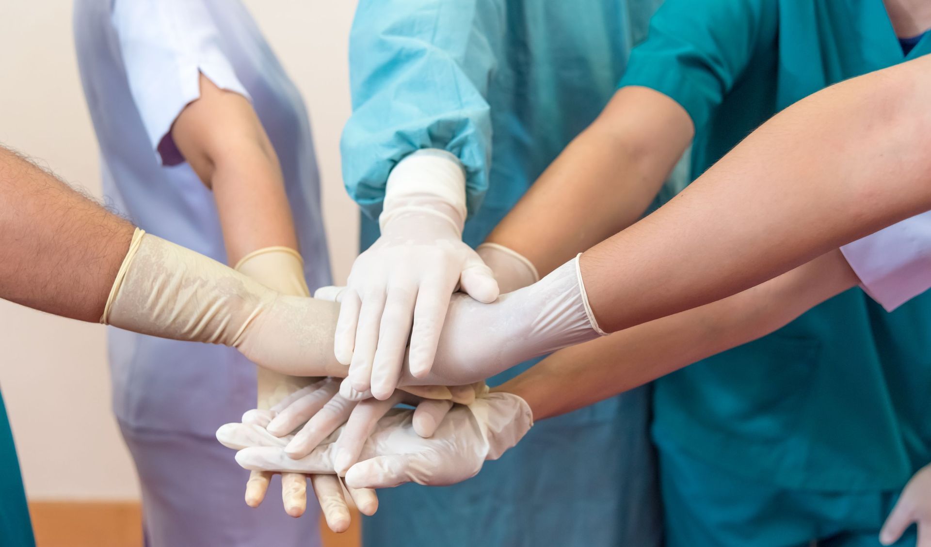 group diverse hands healthcare team doctor