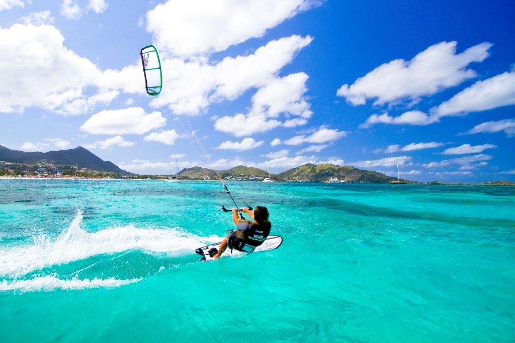 St Martin, FWI. Watersports & kayak on the caribbean sea