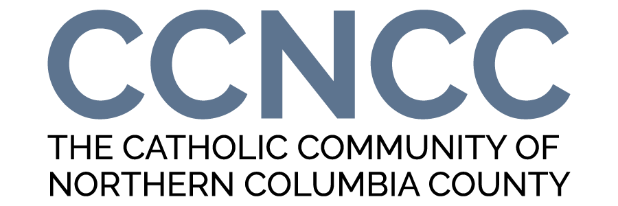 CNCC logo with blue initials and text reading “The Catholic Community of Northern Columbia County”