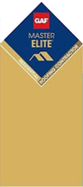 GAF Master Elite contractor badge logo on a gold background